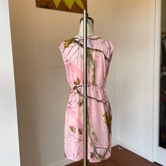 Y2K 2000s Pink RealTree by heartsoul Camo Sheer Mini Dress/Beach Cover up - Picture 2 of 7
